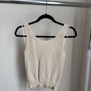 Cream Knit Wrap Crop Top